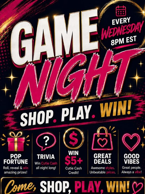 WARDROBE POP Tops - GAME NIGHT EVERY WEDNESDAY 8PM EST!